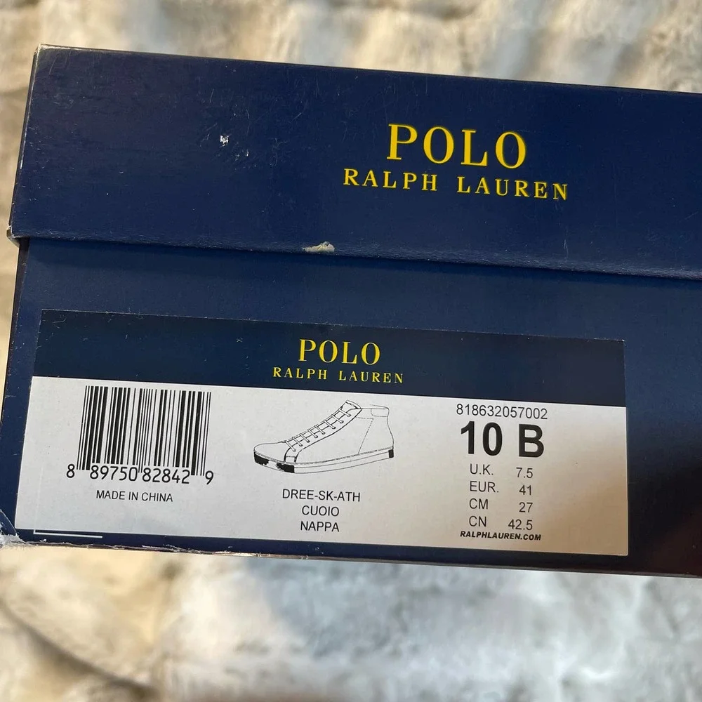 Polo Ralph Lauren NEW Nappa Leather High Top Dree Sneakers Mens Size 10 - Picture 9 of 9